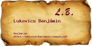 Lukovics Benjámin névjegykártya